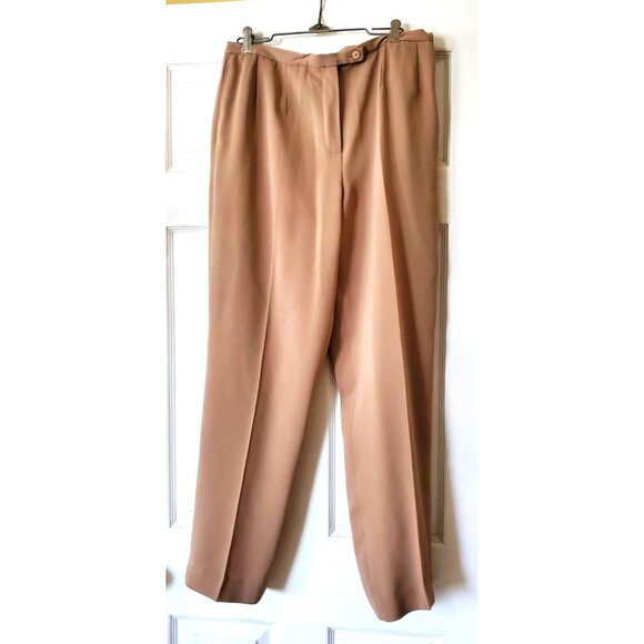 VINTAGE WOMENS HARVE BENARD 2 PIECE BEIGE PANT SUIT SIZE 12 - Picture 6 of 11